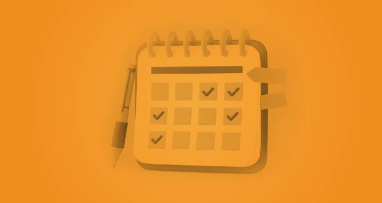 Ilustração de calendário de meses em fundo amarelo