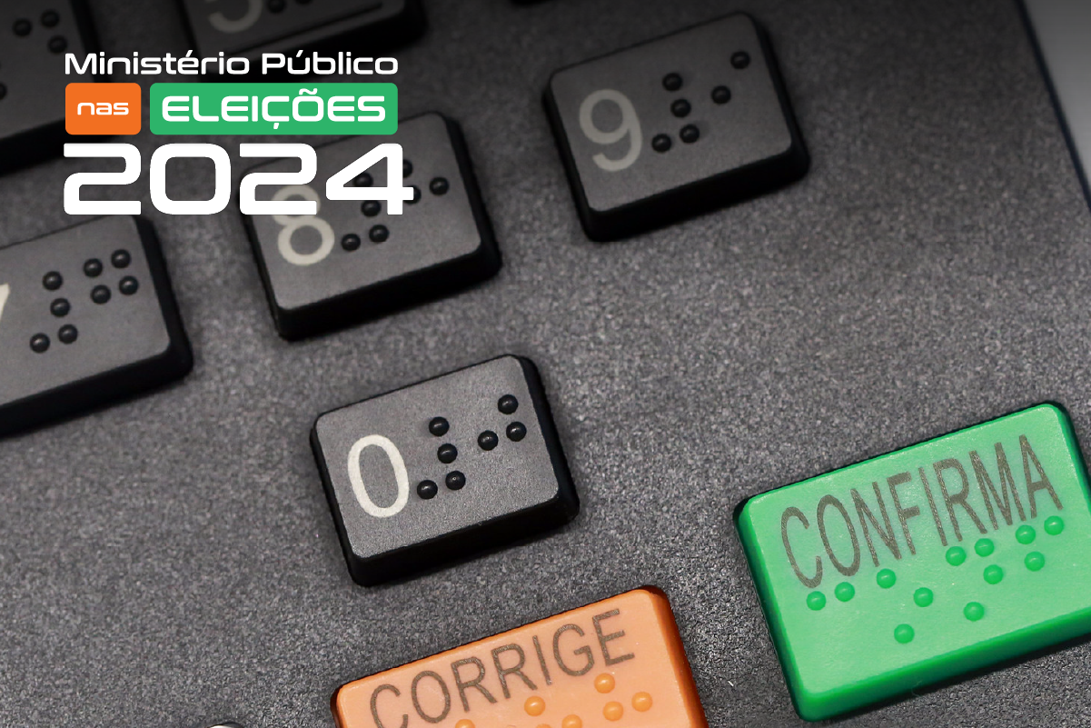 Fotografia do teclado da urna eletrônica com destaque para teclas Corrige e Confirma