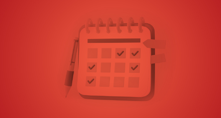 Imagem de calendário sobre fundo vermelho