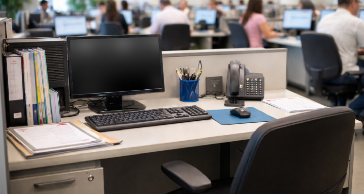 Imagem de mesa de escritório com materiais e equipamentos de trabalho