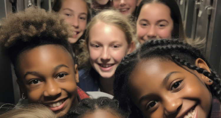 Imagem de crianças posando para foto juntas